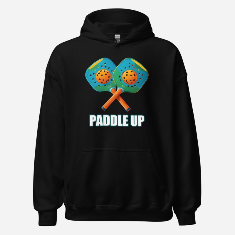 Sensational Pickleball Paddle Up Crossed Paddles Hoodie Black