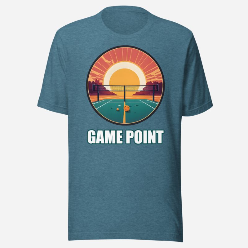 Sensational Pickleball Game Point Sun Court Tee Heather Deep Teal