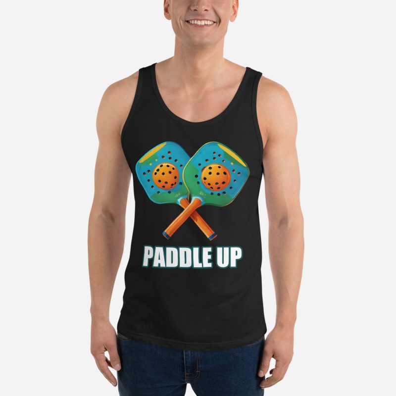 Sensational Pickleball Paddle Up Crossed Paddles Tank Black