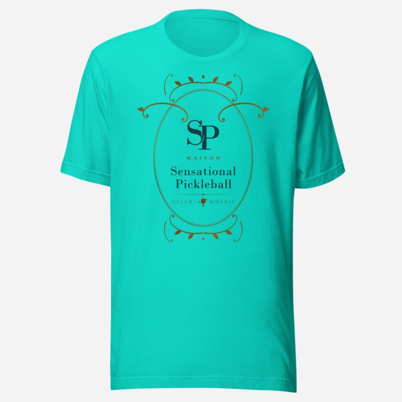 Sensational Pickleball Maison Baroque Cartouche Tee Teal