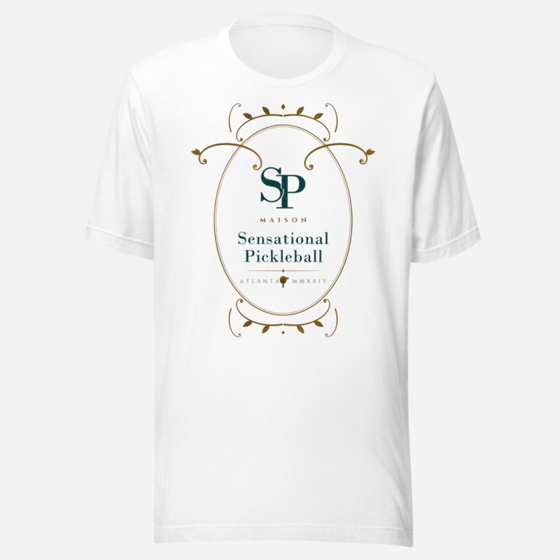 Sensational Pickleball Maison Baroque Cartouche Tee White
