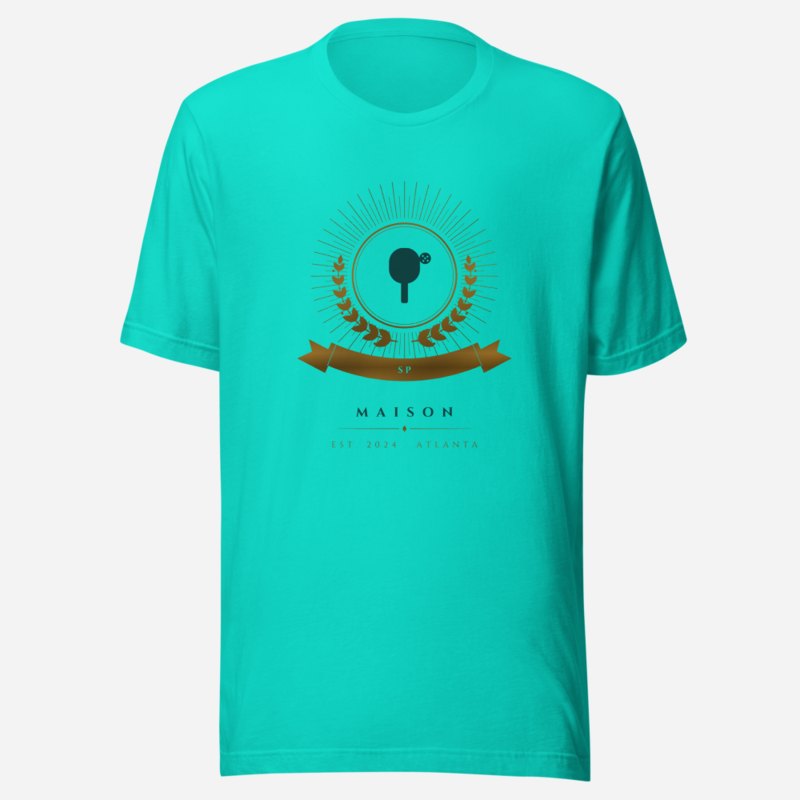 Sensational Pickleball Maison Heraldic Emblem Tee Teal