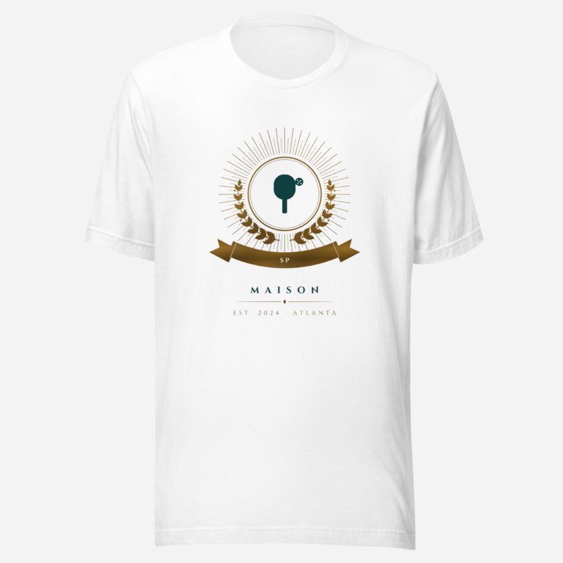 Sensational Pickleball Maison Heraldic Emblem Tee White