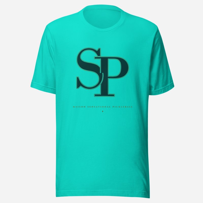 Sensational Pickleball Maison Embroidered Monogram Tee Teal