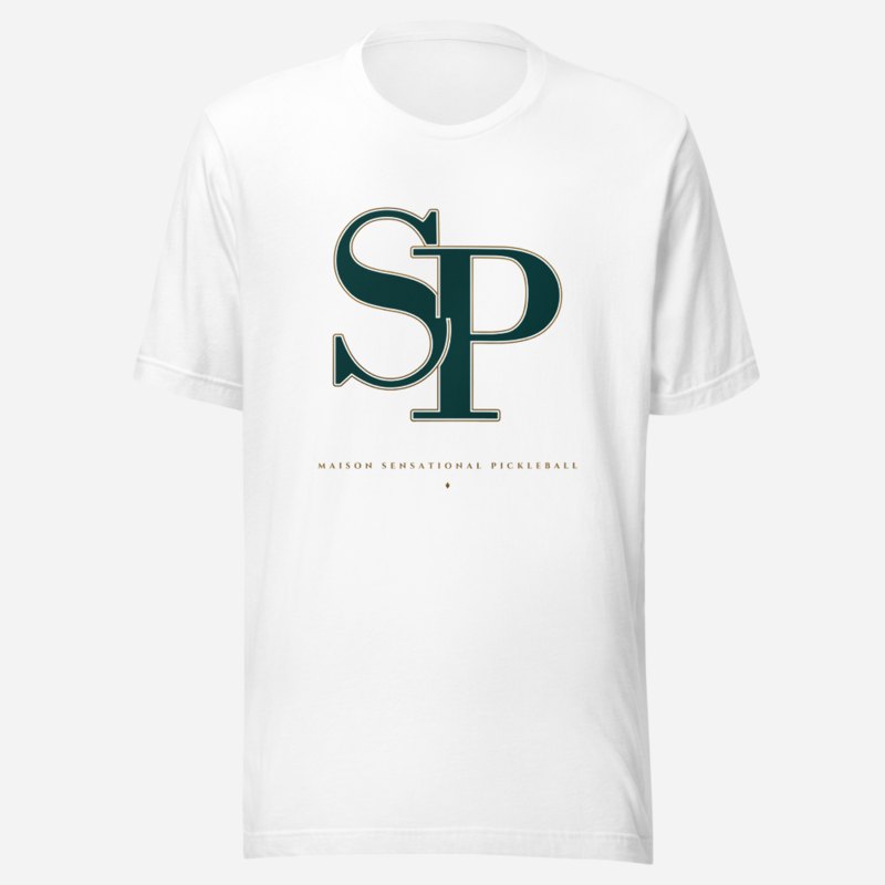 Sensational Pickleball Maison Embroidered Monogram Tee White