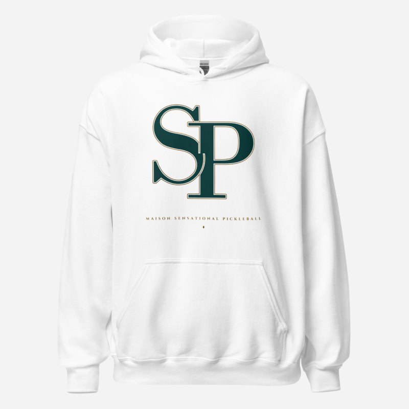 Sensational Pickleball Maison Embroidered Monogram Hoodie White