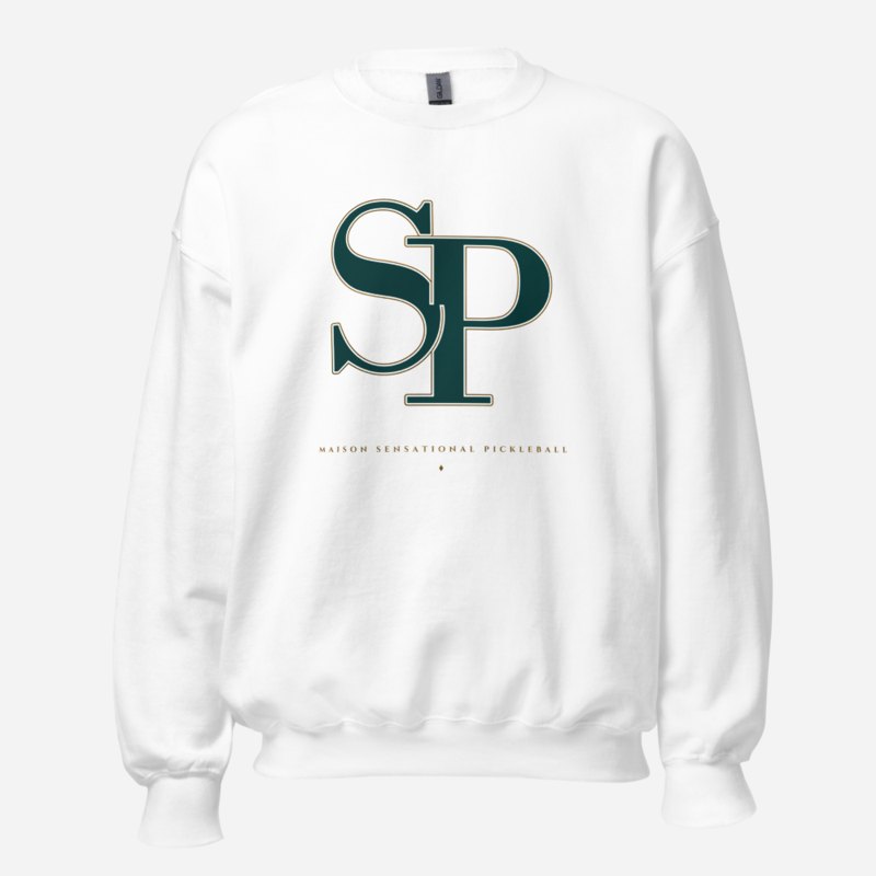 Sensational Pickleball Maison Embroidered Monogram Sweatshirt White