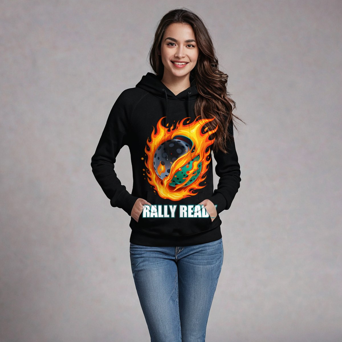Sensational Pickleball Rally Ready Ball Fire Hoodie