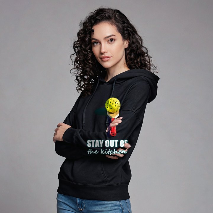 Sensational Pickleball Stay Out Of The Kitchen Premium Hoodie in Black