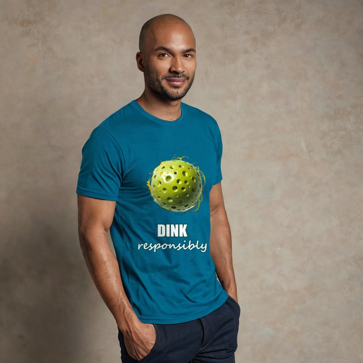 Sensational Pickleball Dink Responsibly Paddle Ball Tee in Teal