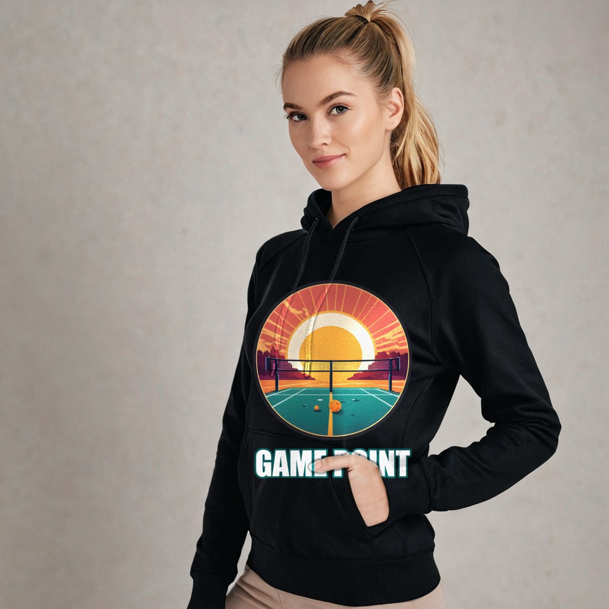 Sensational Pickleball Game Point Sun Court Hoodie